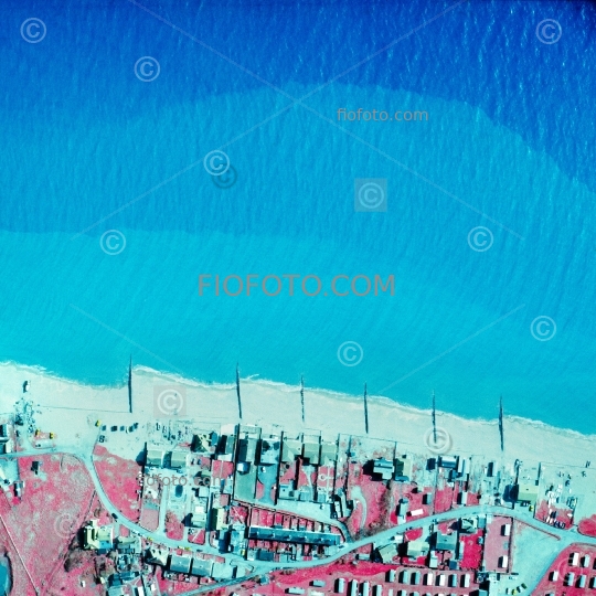 Aerial infra-red view of beach and littoral zone.